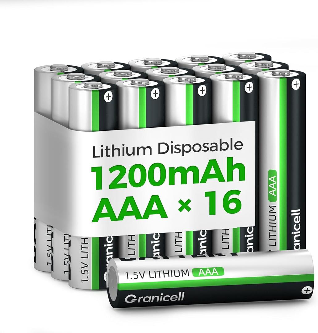 16-Pack 1350mAh Lithium AAA Batteries | 1.5V for Blink Cameras, Smart Locks, Alarms & Tech Devices | 10-Year Life, Leak-Proof, Extreme-Temp Resistant (Non-Rechargeable)