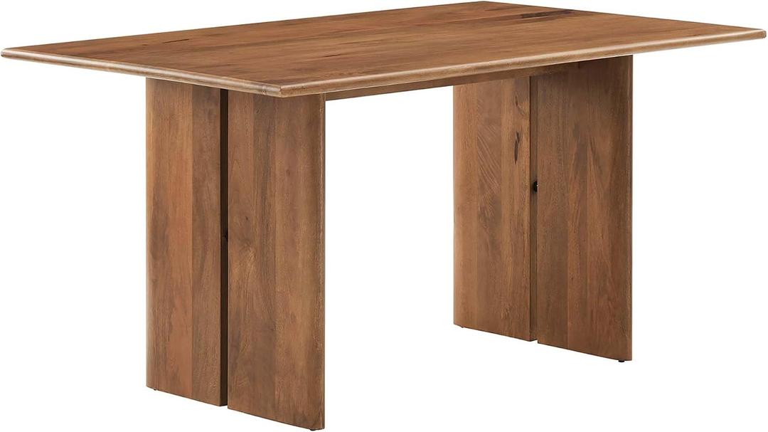 Modway Amistad 60" Solid Wood Modern Farmhouse Rectangular Dining Table in Walnut