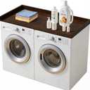 Laundry Washer Dryer Countertop: 54"X27.5" Wood Washing Machine Topper, Wooden Laundry Table Storage Organization with Edge, Cover Guard Organizer for Washer Dryer Laundry Room Counter Top