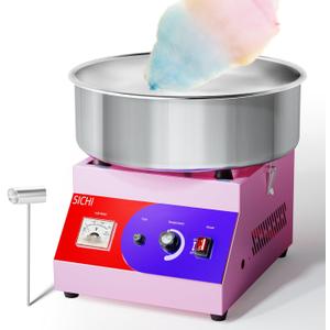 Cotton Candy Machine - Cotton Candy Machine Commercial w/ 15 inch Stainless Steel Bowl, Sugar Scoop, Cotton Candy Maker for Home, Party, 1000W Hard Candy Cotton Candy Maker for Birthday