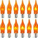Flicker Flame Light Bulbs, Flicker Flame Shaped Light Bulbs, Flickering Orange Glow Replacement Bulbs E12 Candelabra Light Bulb, 12 Pack, 1 Watt