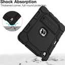 Azzsy Case for iPad A16 11th Generation 11 Inch 2025 / iPad 10th Generation 10.9 Inch 2022, [Built-in Pencil Holder] Heavy Duty Shockproof Rugged Protective Case, Black