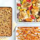 Nordic Ware Naturals 3 Piece Set - USA Made Aluminum Commercial Quality Sheet Pan for Baking or Roasting, Encapsulated Galvanized Steel Rim Prevents Warping; Half Sheet, Jelly Roll and Quarter Sheet