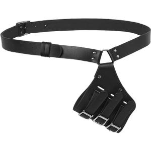 HZMAN Medieval Faux Leather Sword Belt Adjustable Black Rapier Sword Holster Renaissance Belt Knight LARP Costume Accessory