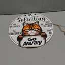 Funny Cat No Soliciting Wood Hanging Sign for Front Door, Cat Gifts House Welcome Sign