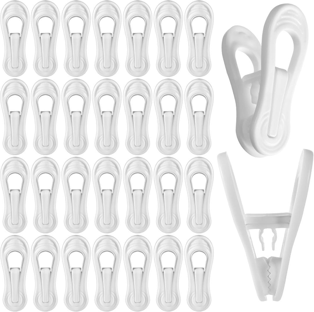 100 Pack White Plastic Hanger Clips for Baby Clothes Hanger Clips- 2.75 Inch Multi-Purpose Hangers Clip for Pants