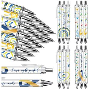 Resurhang 24 Pcs Down Syndrome Awareness Black Ballpoint Pens Retractable Ballpoint Pens Black Ink Pen with Inspirational Words 1.0 mm, Medium Point, Plastic Writing Pen for Office Charity Events