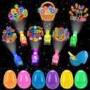 24 Pack Easter Eggs Filled LED Finger Lights ,Light Up Toys Glow In The Dark Non Candy Gifts Easter Egg Fillers Easter Hunt Filling Treats Easter Basket Stuffers Party Favor for Kids Boys Girls