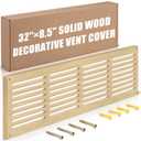 Colingmill 1 Pcs Decorative Return Air Vent Cover 32 x 8.5 x 3/4 Inch (30x6 Duct Opening) Natural Wood Modern Farmhouse Wall Vent Grille High Airflow Cold Air Return HVAC Cover for Wall Baseboard