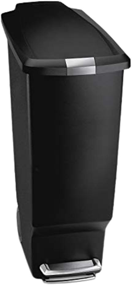 simplehuman 40 Liter / 10.6 Gallon Slim Kitchen Step Trash Can With Secure Slide Lock, Black Plastic simplehuman 40 Liter / 10.6 Gallon Slim Kitchen Step Trash Can With Secure Slide Lock, Black Plastic