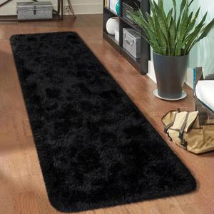 HOMORE Runner Rugs for Bedroom 2x8 Feet Black Rug for Bedroom Bedside Soft Fluffy Area Rugs for Living Room Indoor Entrance Door Mat, Long Runner Rugs and Carpets for Dorm Nursery