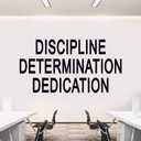 5 x Inspirational Quotes Wall Stickers for Office: Motivational Gym School Classroom Garage Bedroom Vinyl Art Wall Decals - Discipline Determination Dedication 21" X 11" (Small)
