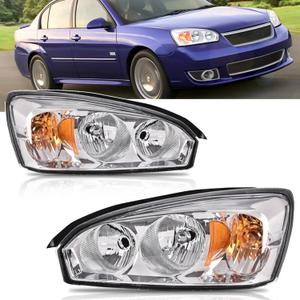 A&P For 2004-2007 Chevy Malibu, 08 Chevy Malibu Classic Headlights Headlamp Assembly Replacement Driver and Passenger Side, Chrome