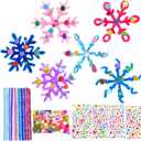 2 x Ertyjikg DIY Pipe Cleaner Snowflake Craft Kit - Pipe Cleaner Pom Poms Stickers Winter Christmas Ornament Making Supplies for Child Adults