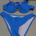ZAFUL Women High Cut Bikini Sets String Sexy Swimsuit Two Piece Underwire Bathing Suit Brazilian Cheeky Cut Out Cute Swimwear (Small, Cobalt Blue)