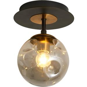 SZXYKEJI 1-Light Mini Glass Globe Ceiling Light,Modern Semi Flush Mount Light Fixture,Black Ceiling Light for Hallway Aisle Porch Stairway Closet.