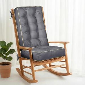 1 MIDDLE ONE Rocking Chair Cushion Outdoor Indoor, Memory Foam Replacement Rocking Chair Pads, Set of Thicken Seat & Back Cushions with Ties for Rocker (Grey, 28"X18"/18"X18")