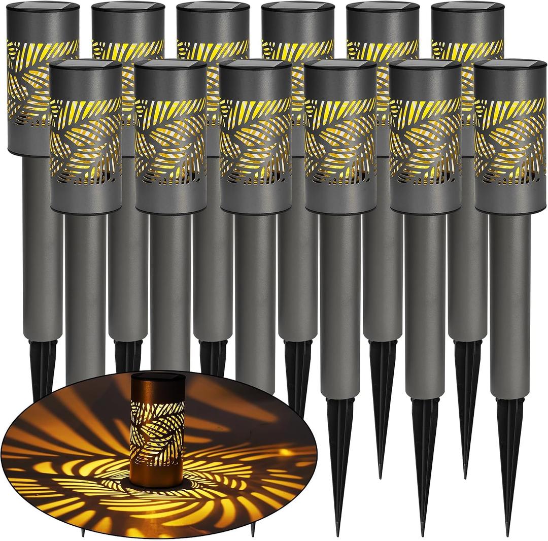 Dazzle Bright Solar Pathway Lights Outdoor, 12 Pack LED Warm White Waterproof Solar Powered Landscape Lights for Walkway Driveway Lawn Patio Yard Garden