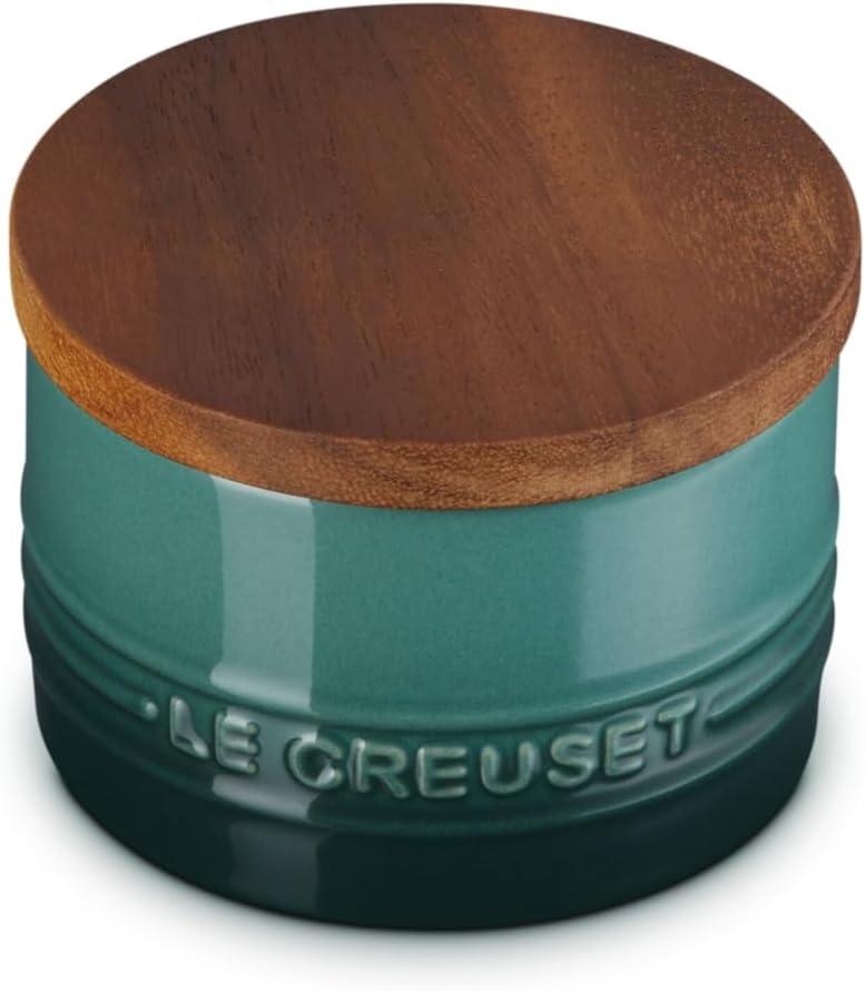 Le Creuset Signature Small Salt Cellar and Storage Canister with Wood Lid, 7 oz., Artichaut