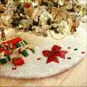 48 Inch Christmas Tree Skirt, Faux Fur White Plush Tree Skirt with DIY Accessories Kit (Sparkling Snowflakes & Bows) for Merry Christmas Party Christmas Tree Decoration (Snow White, 48 INCHES)