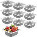 Thenshop 10 Pack Hotel Pans Stainless Steel Steam Table Food Pan Commercial Metal Food Catering Tray Anti Jam for Hotel Restaurant Buffet Party Supplies(Standard,1/6 Size X 2.5 Inch Deep)