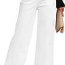 GRAPENT Pull On Womens Jeans Baggy Stretchy High Waisted Denim Wide Leg Trouser Pants Trendy Front Seam 90s Loose Jean (Large, Bright White)