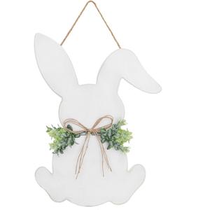 YoleShy Easter Door Wreath, Easter Sign Easter Wall Decor - Easter Bunny Door Hanger Easter Door Decorations with Bow for Rustic Spring Easter Front Door Wall Home Decorations, 16.1 x 11.81 Inch