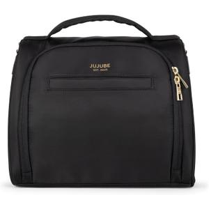 JuJuBe Insulated Bottle Bag, Breastmilk Cooler, Fits 3 Baby Bottles, Storage Tote for Nursing Mom, Daycare & Travel, Lunch Bag w/Handle & Shoulder Strap (Black)