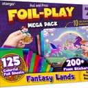 Foil Creative Art Kit for Kids, Fun Craft Set with Triple-Layer 3D Stickers & Foil Sheets  Creative Arts & Crafts for Birthday Party, Girls, Boys DIY Activity, Travel Toys, Gifts for Ages 4 5 6 7 8 9 (Jumbo 10 Pack - Fantasy Lands)