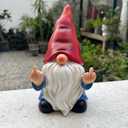 Middle Finger Gnome Statue 7.8in Naughty Garden Gnome Statue Decoration and Lawn Ornament - Funny Garden Gnomes for Outdoor or Home Decor, Red, WSH004