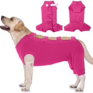IECOii Pet Surgery Recovery Suit, Breathable Dog Bodysuit E-Collar & Cone Alternative Surgical Suit After Spayed/Neutered Wear, Recovery Suit for Dogs Male Female Sleeve to Prevent Licking, XL-Rosered (X-Large(Chest: 27.2- 32.7 in))