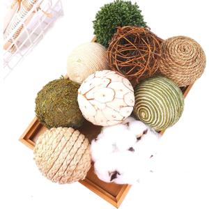 9pcs 3.5Inch Fall Decorative Ball Orb Rattan Ball Rattan Woven Orbs Spherical Bowl and Vase Filler for Home Party Wedding Display Decor Props  (Green)