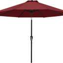 ABCCANOPY 9FT Outdoor Patio Umbrella, 8 Ribs Table Umbrella w/Crank for Easy Set Up, Suitable for Garden, Lawn, Deck & Backyard (Burgundy)