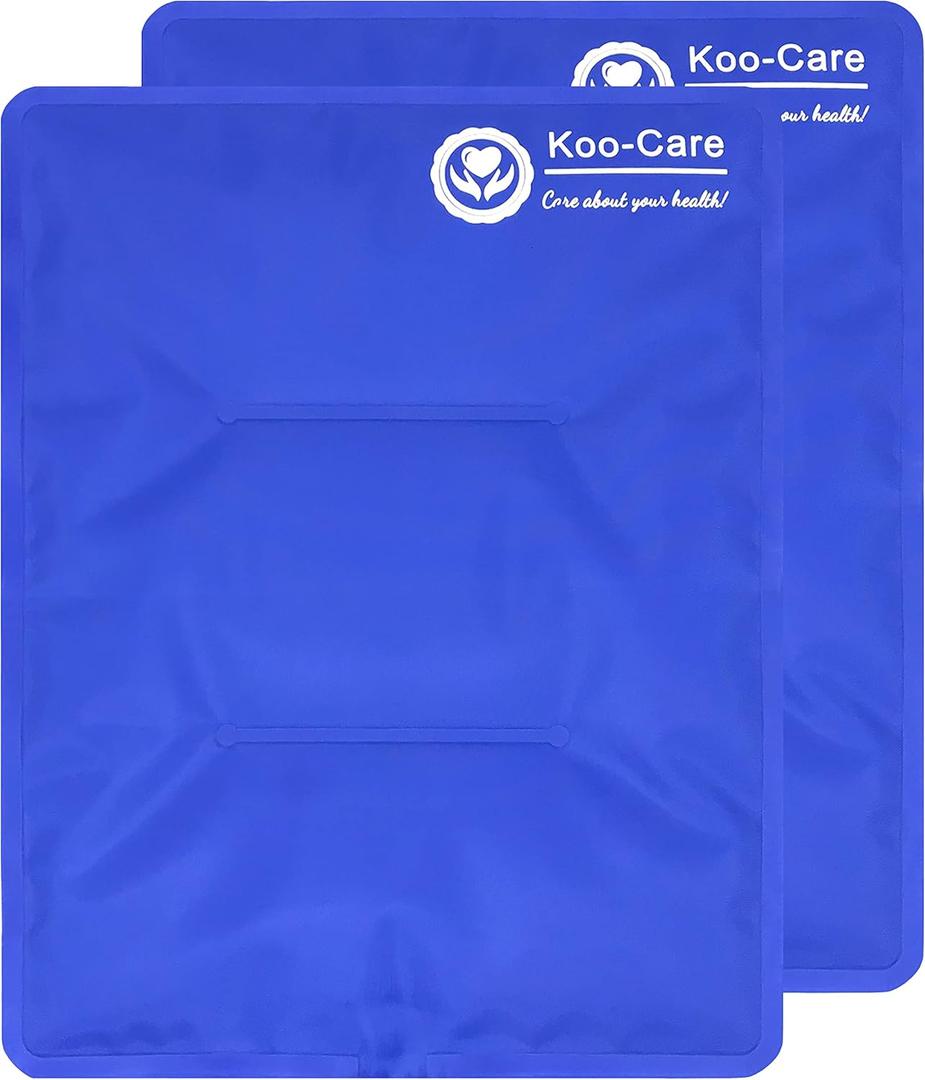 Koo-Care Large Flexible Gel Ice Pack for Injuries Reusable Hot Cold Compress - Fit for Shoulder, Arm, Back, Hip, Knee, Shin, Foot Pain Relief, Swelling, Physical Therapy (L, 11" x 14") Pack of 2