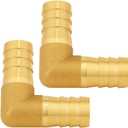 2PCS Solid Brass 3/4"OD Barb Elbow Fittings 2-Way 90 Degree L Right Angle Barbed Fitting for Water/Oil/Gas, 2PCS T-Shaped Connectors