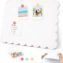 Scalloped Felt Bulletin Board 24x18 in, Thick PET Felt Pin Board, Heat-Pressed Flat, Self-Adhesive Mount, Push Pin Friendly Photo/Card Display for Home, Office, Crafts, Planning, Jewelry (Oatmeal)