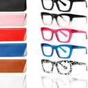 6 Pack Reading Glasses for Women Blue Light Blocking Computer Square Readers with Spring Hinge (Mix Color, 0.00, x)