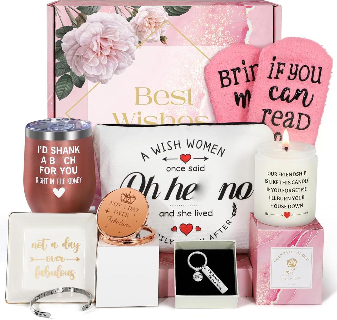 Friendship Gifts for Women Friends - 8 Pieces Best Friend Gift, Birthday Gift Ideas, Unique Birthday Gifts for Best Sister Bestie Soul Sister