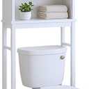 Alaterre Furniture Dorset Over-The-Toilet Storage Cabinet Set  Bathroom Organizer with Adjustable Shelf, Open Display Shelf, Zinc Hinges, and Nylon Floor Levelers (White)