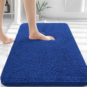 OLANLY Bathroom Rugs 30x20, Extra Soft Absorbent Chenille Bath Rugs, Rubber Backing Quick Dry, Machine Washable Bath Mats for Bathroom Floor, Tub and Shower, Home Decor Accessories, Royal Blue