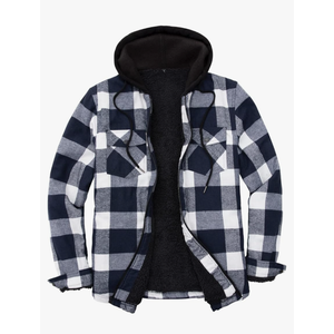 ZENTHACE Mens Sherpa Lined Flannel Shirt Jacket with Hood,Plaid Shirt-Jac,all Sherpa Lining S