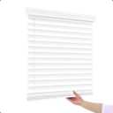 AOSKY 2 Inch Cordless Faux Wood Blind, Faux Wood Blinds for Indoor Windows, Horizontal Window Shades for Living Room, White, 34.5" Wide x 60" Long