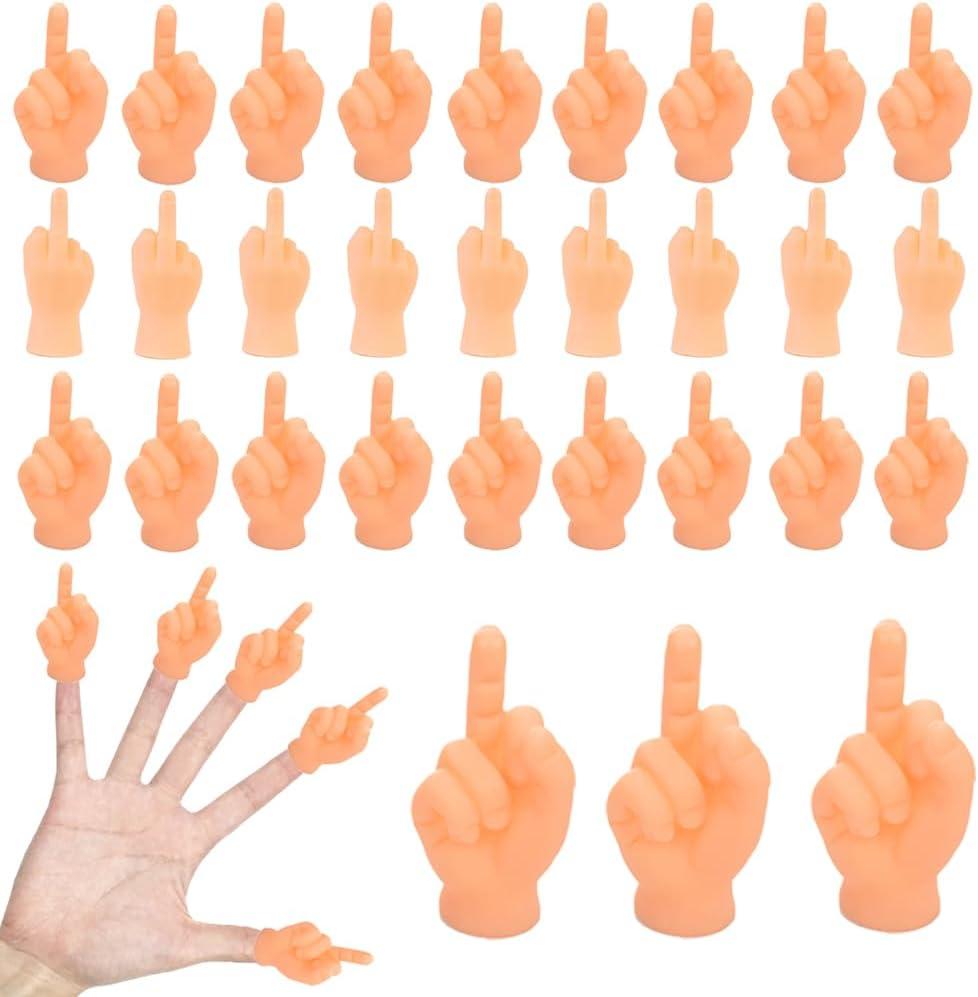 30 PCS Tiny Middle Finger Puppet, Miniature Small Hands, Mini Finger Hands Funny Hand Puppet for Game, Fun and Realistic Design Party Favors for Adults Kids