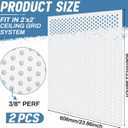 DoubleFill 2 Pack 2' x 2' Plastic Perforated Tiles with 3/8" Holes 24" x 24" White Drop Ceiling Tiles Plastic Ceiling Grid Covers