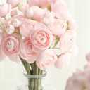 Floroom Ranunculus Artificial Flowers 18 Pcs Blush Faux Silk Mini Ranunculus Bulk Fake Wedding Filler Flowers for DIY Pink Bouquets, Centerpieces, Bridal Shower Decorations & Arrangements