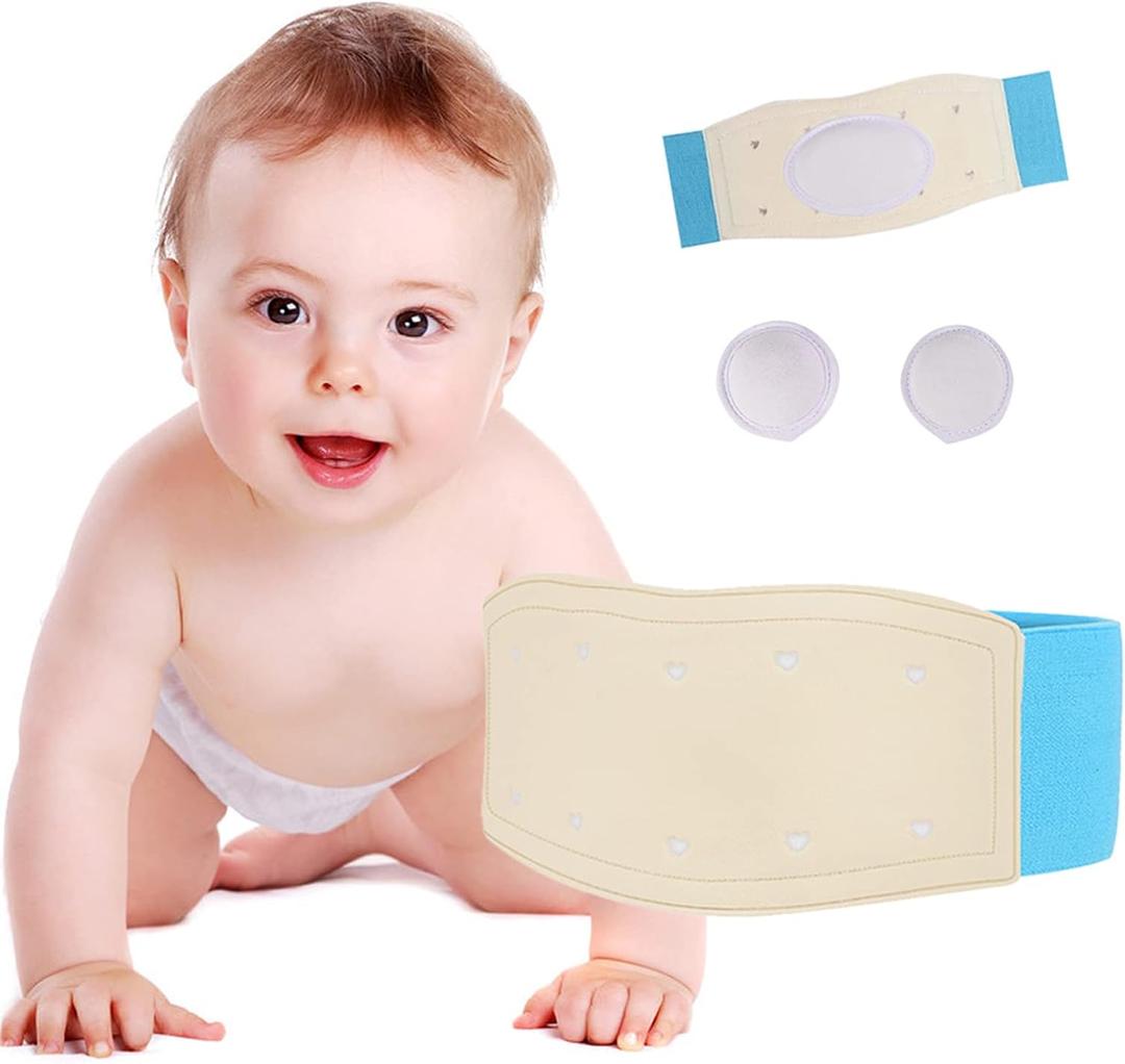 Paskyee Umbilical Hernia Belt Baby Belly Button Band Infant Belly Wrap Abdominal Binder Hernia Truss Support Adjustable Navel Belly Band Newborn Umbilical Cord Blue