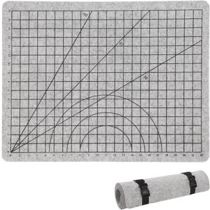 MABOZOO Wool Pressing Mat with Printed Grid, 24 * 18 Inch Double-Sided Wool Ironing Mat with Straps, Portable Ironing Pad for Quilter, Sewing, Scrapbooking