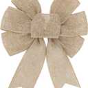 Burlap Wreath Rustic Jute Bow Christmas Tree Topper Ornament for Birthday Wedding Holiday Party Decorations