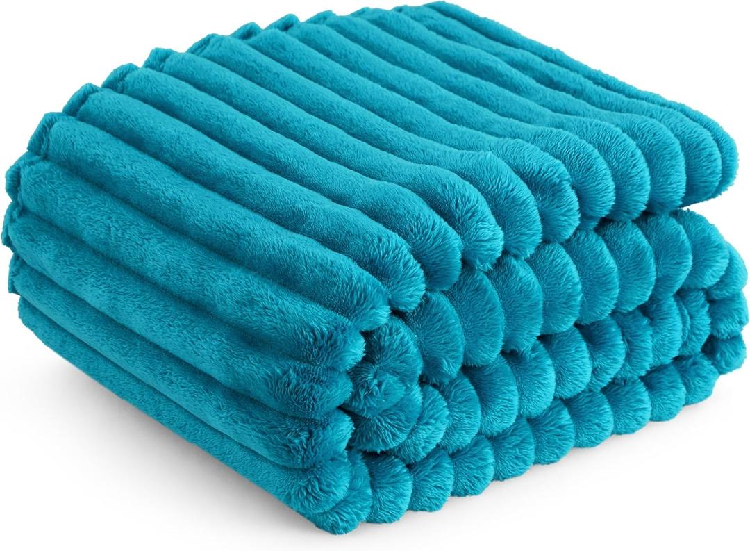Bedsure Teal Fleece Blanket for Couch - GentleSoft Cozy Soft Blankets for Women, Cute Small Throws for Girls, 50x60 Inches