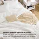 Bedsure 5 Pieces Cotton Comforter Set with Waffle Throw Blanket - Soft Breathable Bedding Set for All Seasons, White Queen Comforter, Pillow Shams, Beige 100% Cotton Blanket, Throw Pillow